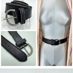 Free People We The Free Leather Belt Size Medium in Black w/ embellish details